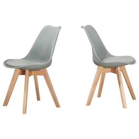 KD GABINETES Mid Century Modern Side Chairs, Gray - Set of 2 KD2205431